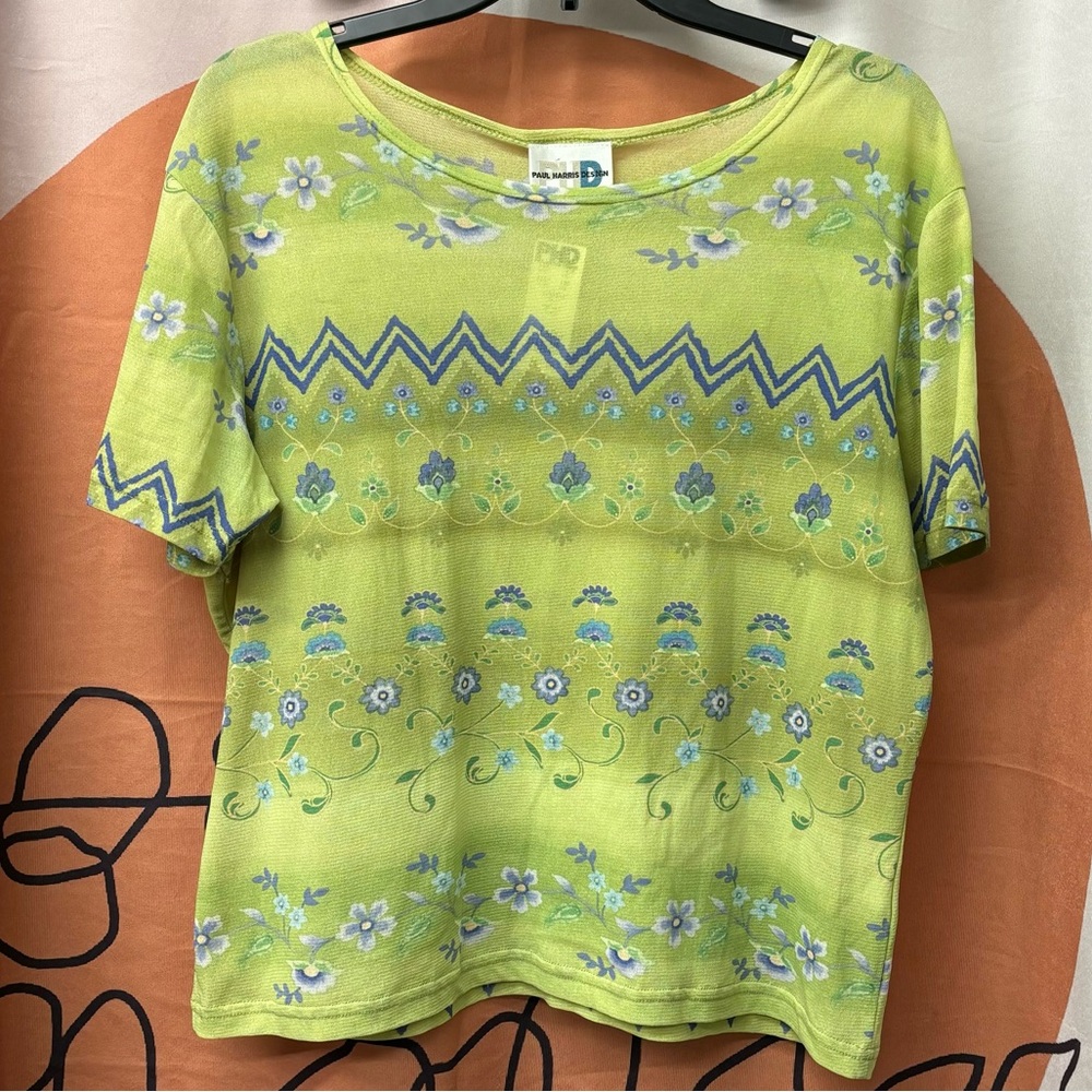 Vintage Paul Harris Design sheer tee, 90s y2k, size XL